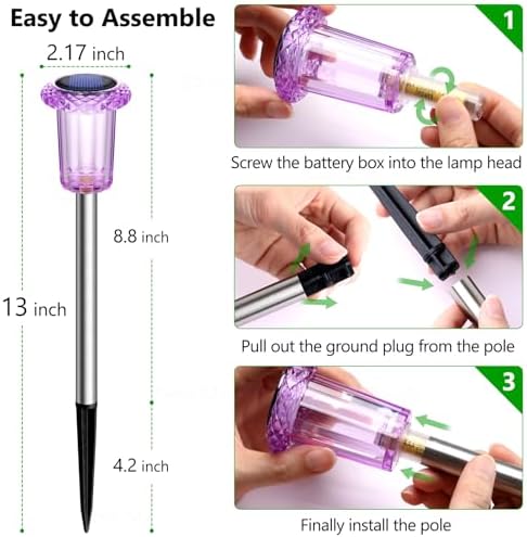 DenicMic Solar Halloween Lights Outdoor 15 Pack Purple LED Halloween Decor