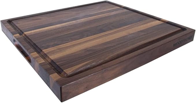 Extra Large XL Cutting Board from American Walnut - Heavy Reversible Butcher Block with Juice Groove for Cutting Meat and Juicy Veggies Easily - Walnut Chopping Board - 24x18x1.5"