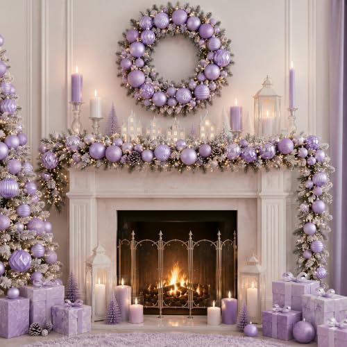 Lunmon 64 Pcs Lilac Purple Christmas Ball Ornaments Lavender Xmas Bulbs