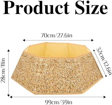 XmasExp Christmas Tree Collar, 39 inch Sequin Tree Skirt Stand Base Cover for Home Decor (Champagne, X-Large)