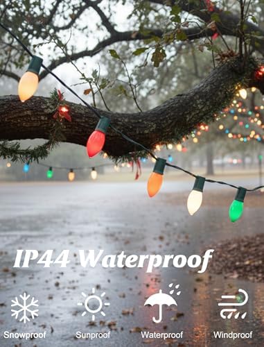 SUNSGNE Vintage C9 LED Christmas Lights Outdoor, 25FT C9 Retro Christmas Lights with 25 LED Shatterproof Bulbs for Roofline Holiday Party Indoor Outdoor Garden Patio Backyard Xmas Decoration