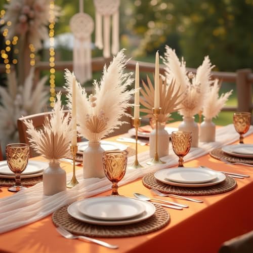 HolidayIdeas 4-Pack 6ft Rust 3-Sided Fitted Tablecloth for Fall