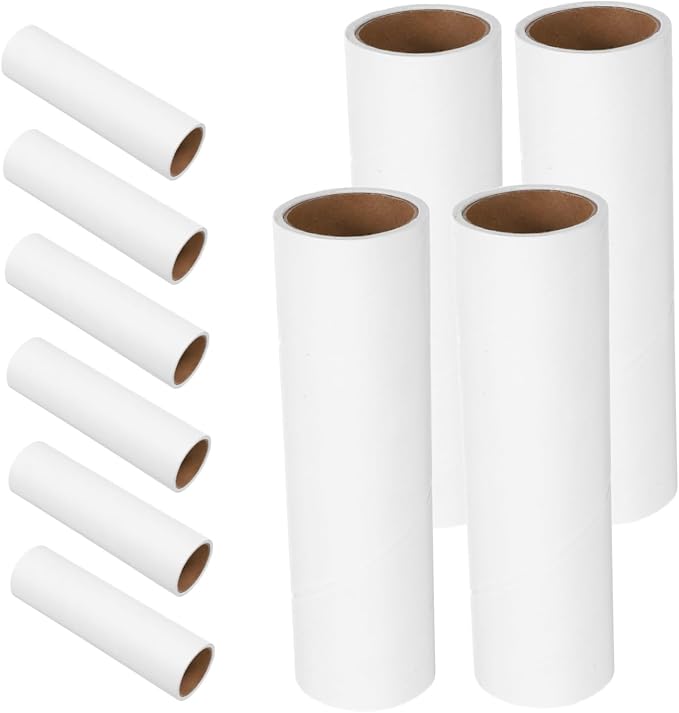 38mm Inner Diameter Sticky Lint Roller Refills 10 Rolls PET Hair Remover Replacement for Furniture Couch Carpet and Bedding Adhesive Cleaning Paper 16cm White