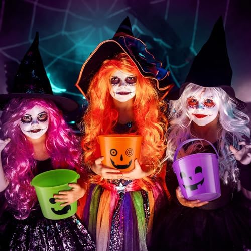 Jenaai 60 Pcs Halloween Pumpkin Buckets Bulk Small Plastic Candy Buckets