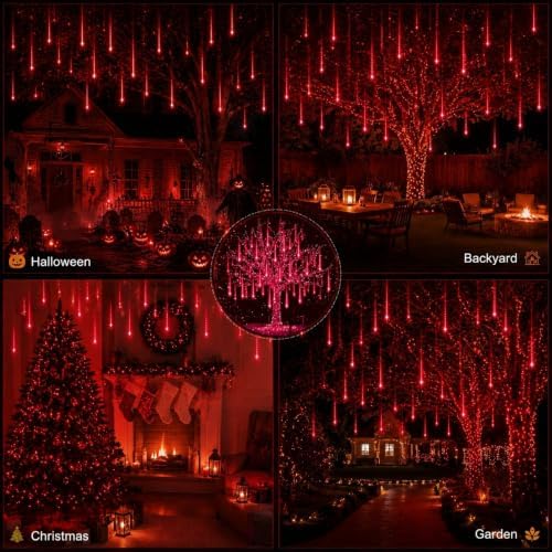 Aukora Halloween Outdoor Lights, UL Certified Red Meteor Shower Lights