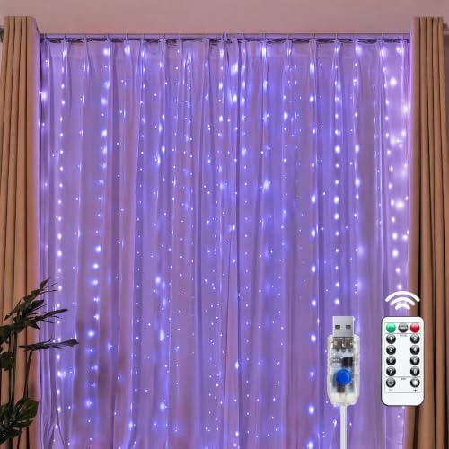 Brightown 300 LED Purple Fairy Lights, 9.8ft x 9.8ft Halloween String Light