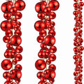 2 Pcs 15 ft Christmas Ball Ornament Garland, Red