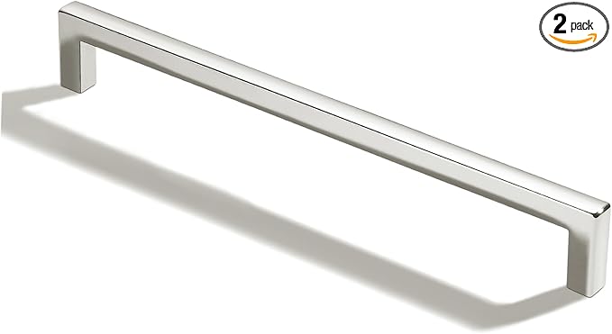 khtumeware 2 Pack 10 inch(256mm) Hole Center Polished Nickel Cabinet Pulls Solid Heavy-Duty Square Cabinet Handles Drawer Pulls Kitchen Cabinet Hardware Kitchen Handle