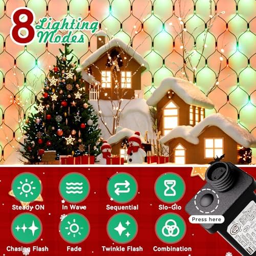 LitHome 21FT x 5FT Christmas Net Lights Outdoor Waterproof Connectable