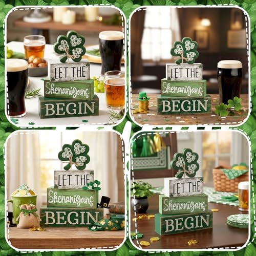 Lineshading 4 Pcs Wooden Tiered Tray Decor I Love You Block Signs Rustic