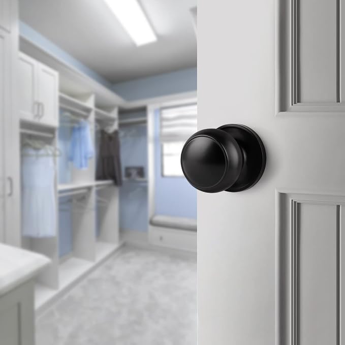Probrico Black Interior Door Knobs Passage Doorknobs for Hallway Closet, Keyless, No Locking, 20 Pack