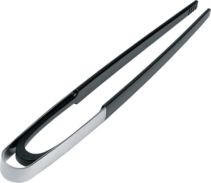 Alessi "Domenica" Kitchen Tongs in PA And 18/10 Stainless Steel Mirror Polished, Black