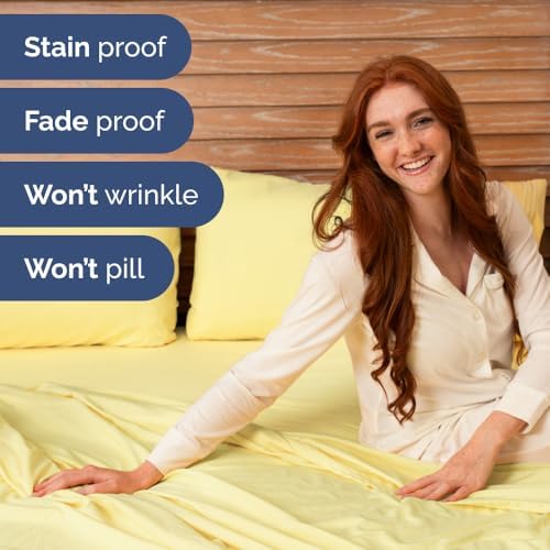 Flex Top Split Head King 4 Piece Sheet Set - Ultra-Soft & Cooling - Yellow