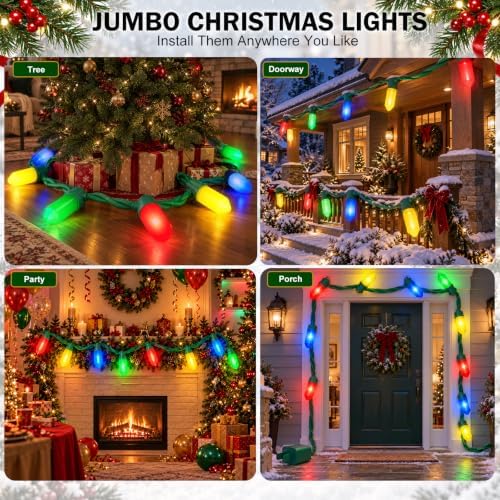 DIY Jumbo Christmas String Lights, 13.5FT 8 Giant Bulbs, Multicolor