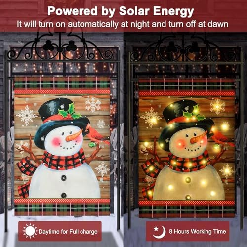 Lighted Christmas Snowman Garden Flag Outdoor Decor, 28x40 In