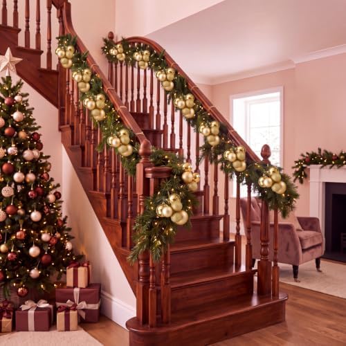Roowest 4 Sets Large Gold Glitter Christmas Ball Clusters Ornaments Decor