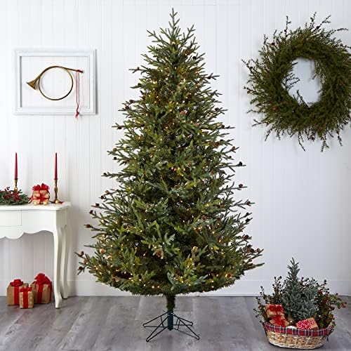 Nearly Natural 7.5ft. Artificial Classic Pine & Pinecone Christmas Tree