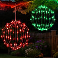 Christmas Decorations,LED Light Balls Outdoor,2 Pack,Red&Green