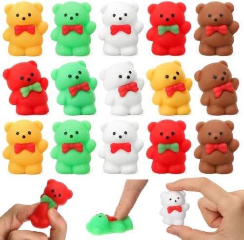 Thenshop 30 Pcs Christmas Teddy Bear Ball Bulk 5 Style Bear Party Favors