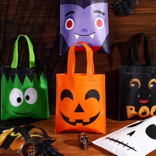 Sweetude 120 Pcs Halloween Tote Bags Bulk Halloween Trick Treat with Handle
