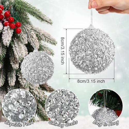 Lyrow 24 Pcs 3.15" Christmas Ball, Silver