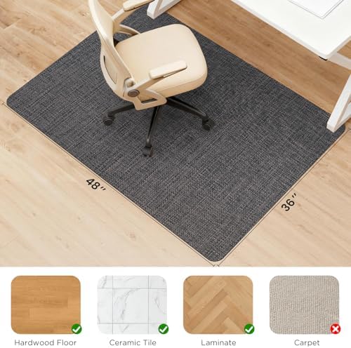 Sycoodeal Chair Mat,36" x 48" Office Chair Mat for Hardwood and Tile Floor, Heavy Duty Floor Protector for Rolling Chairs,Non-Slip,Computer Mat for Home Office(Dark Coffee)