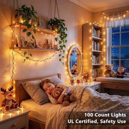 BrizLabs Gold Christmas Incandescent String Lights Outdoor 100 Count 19.7ft