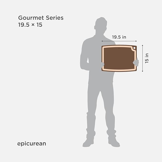 Epicurean Gourmet Series Cutting Board with Juice Groove, 19.5-Inch by 15-Inch, Nutmeg/Natural