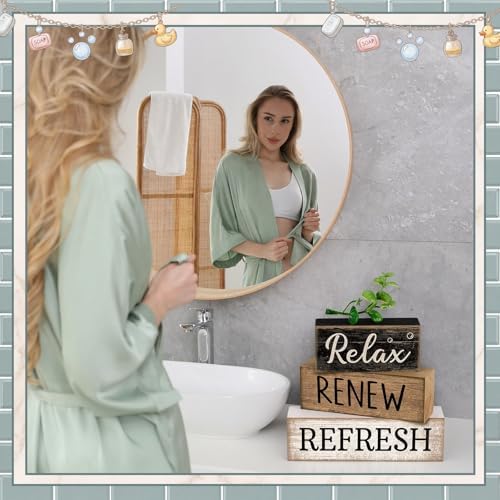 Moucuny 4 Pcs Bathroom Shelf Decor Sign Farmhouse Bathroom Accessories