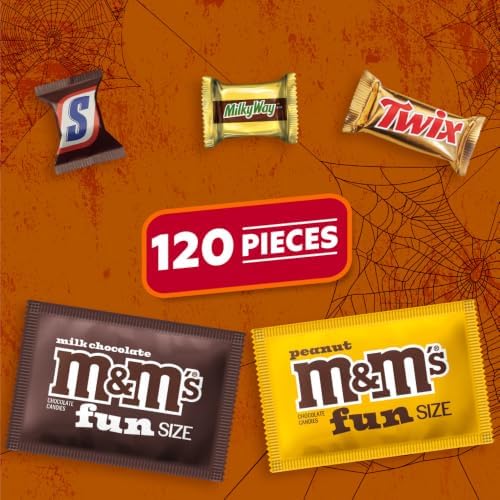 M&M'S, SNICKERS, TWIX & MILKY WAY Milk Chocolate Halloween Candy Bag Variety Pack, Assorted Chocolate Candy for Halloween Party Favors, Trick or Treating and More, 120 Ct Bag