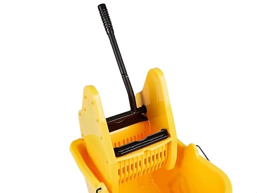 Amazon Basics Floor Cleaning Rectangular Mop Bucket with Sturdy Down Press Wringer Combo, 35-Quart, Yellow