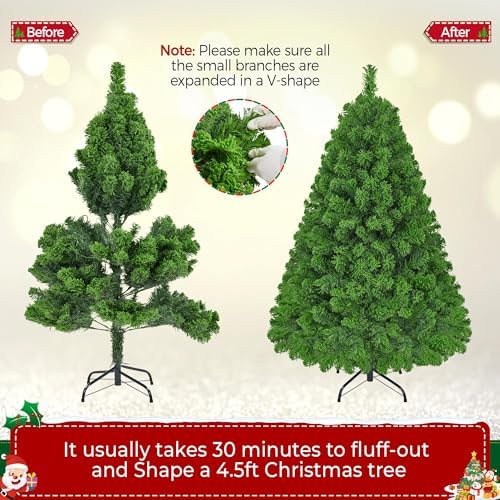 Yaheetech 4.5ft Prelit Artificial Christmas Tree with 100 Warm White Lights