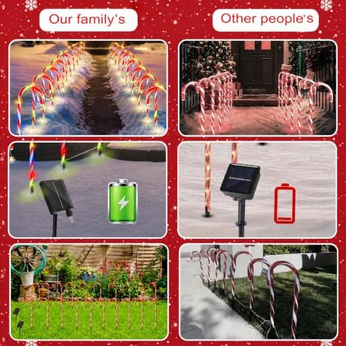 20 Pack Solar Candy Cane Pathway Lights, Multicolor Christmas Yard Decor