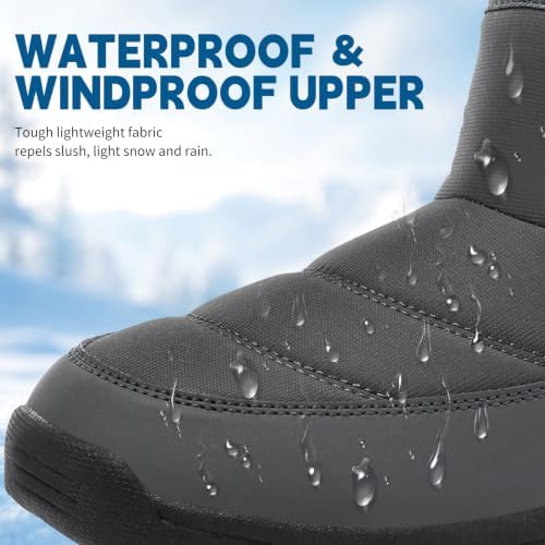 Men's Mid-Calf Winter Boots Zipper Snow Boots Mens Fur Lined Warm Boots