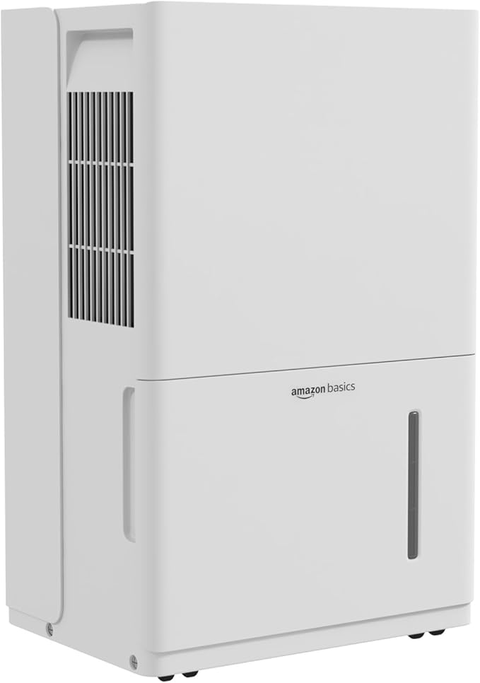Amazon Basics 35-Pint Large Dehumidifier for Home, Humidity Control, Auto-Defrost, Timer, Overflow Protection, for Rooms up to 2500 SFT, White
