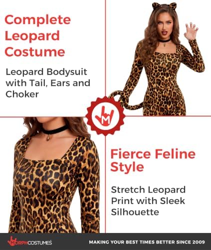 Morph Leopard Costume for Women, Cheetah Bodysuit, Halloween Costumes Women