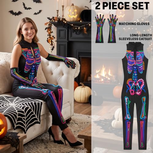 Get Trend Skeleton Halloween Costumes for Men and Women, Dress Up Outfit