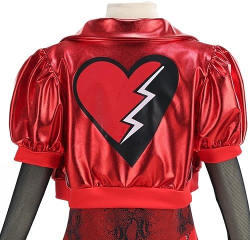 Girls Red Costume Set Jacket Shirt Flared Pants Wig Gloves 5pcs Outfit Halloween Christmas Party 3-14Y