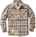 Men's Sherpa Cotton Flannel Shirt Jacket Plaid Button Coat Pocket