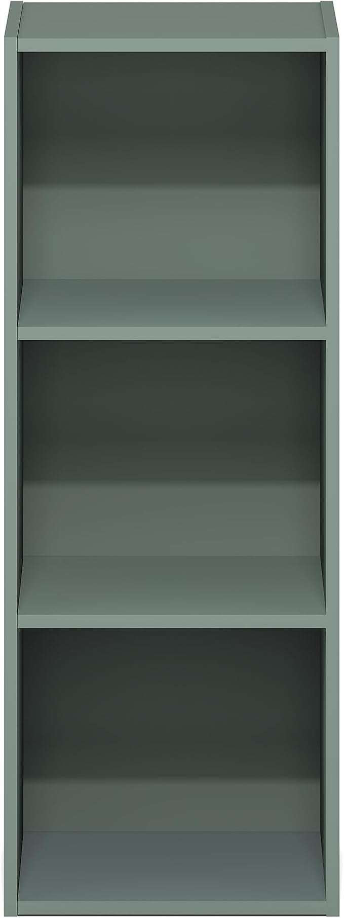 Furinno LUDER Book Shelf, 3-Cube Bookshelf, Bookcase with Open Shelves, 9.3 x 12 x 31.5, Easy Assembly, for Living Room, Bedroom, Home Office, Sage Green
