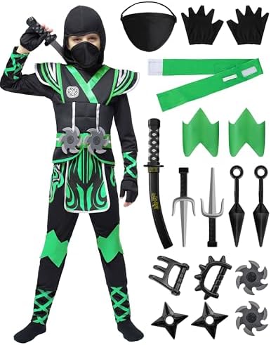 Spooktacular Creations Kids Ninja Costume, Child Boy Ninja Outfit Set, Halloween Costume for Toddler Themed Dress Up Party