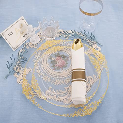 Hioasis 350 Pcs Clear Gold Plates for Party