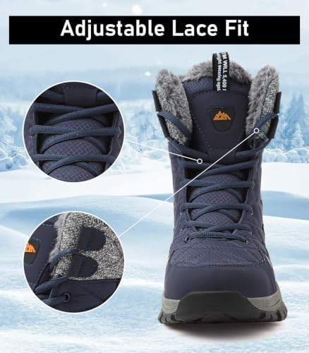 ziitop Men's Winter Snow Boots Waterproof Warm Fur Lined Insulated Boots