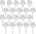 Fangoo 20 Pack 7Inch Artificial Silver Berry Stems for Christmas Tree Decor