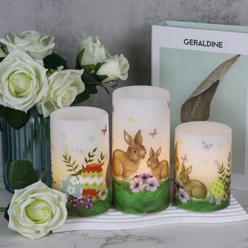 Easter Bunny Flameless Candles Battery Operated with 6 Hour Timer