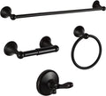 BGL Bathroom Hardware Set, Oil-Rubbed Bronze Adjustable Expandable Towel Bar 4-Piece ORB Bathroom Accessory Set Wall Mounted Robe Hook Toilet Paper Holder Towel Ring Towel Bar