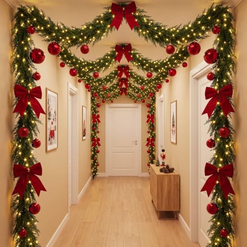 Flutesan 161 Pcs Christmas Hallway Ceiling Decor Kit, LED Lights Garland