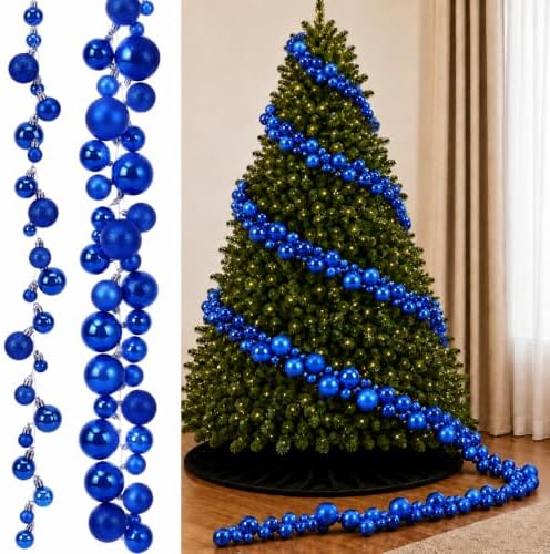 Sosation 29.5Ft Christmas Ball Ornament Garland, Blue, Glossy Matte Glitter