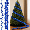 Sosation 29.5Ft Christmas Ball Ornament Garland, Blue, Glossy Matte Glitter