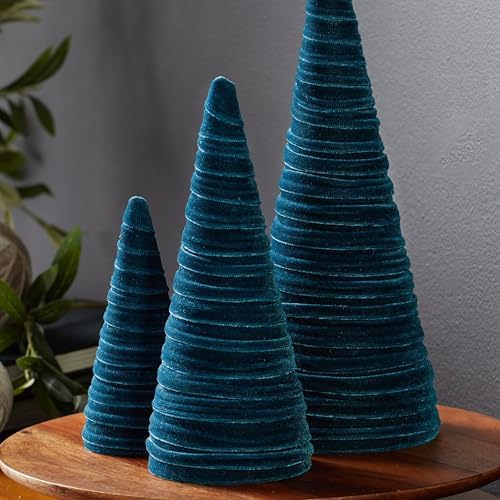 Your Heart's Content Teal Velvet Trees Set of 3 (Teal)